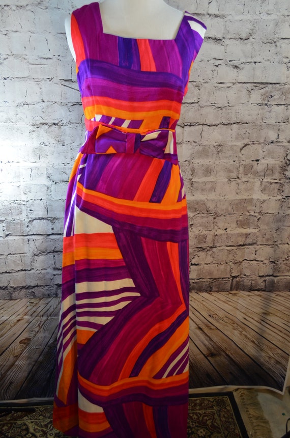 Vintage 1960s 60s abstract striped dayglo psychede