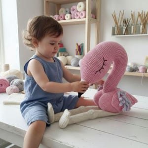 Pink Flamingo Amigurumi Crochet Pattern | Heart-Shaped PDF Pattern