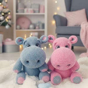 Pluche nijlpaardhaakpatroon, fluwelen amigurumi-tutorial pdf, mollig speelgoed (digitale download)