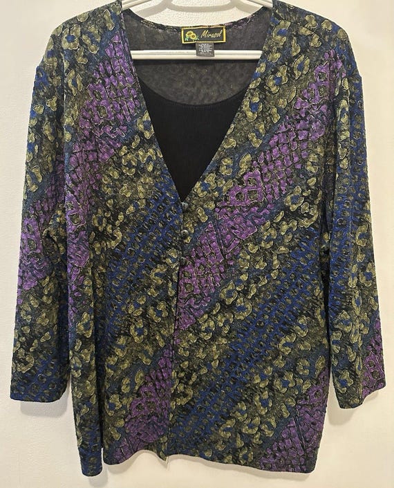 Vintage 90s Mirasol Abstract Print Button Front B… - image 1