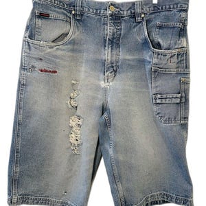 Vintage Y2K FUBU The Collection Denim Carpenter Shorts Men's W40 Distressed