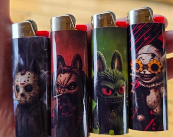 Nuevo juego de 4 encendedores Bic personalizados para Halloween