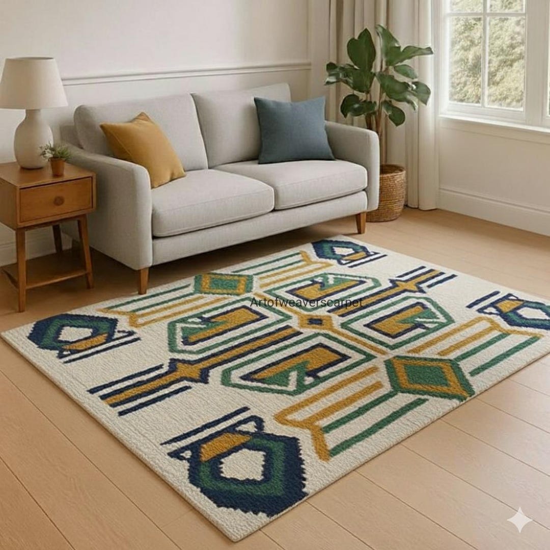 Hand Tufted Wool Rug – Modern Geometric Abstract Carpet - Etsy