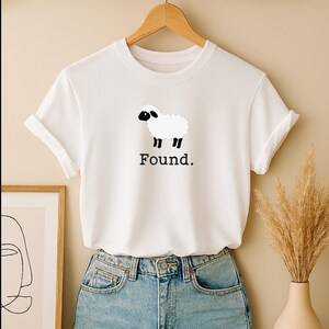 Found Sheep Faith Tee, Minimalist Farm Animal shirt, Christian Psalm 23 Lamb, Unisex T-Shirt image 4