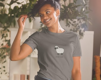 Sheep Faith Tee, Minimalist Farm Animal shirt, Christian Psalm 23 Lamb, Black Text Lost Sheep t-shirt