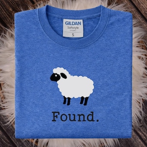Found Sheep Faith Tee, Minimalist Farm Animal shirt, Christian Psalm 23 Lamb, Unisex T-Shirt image 7