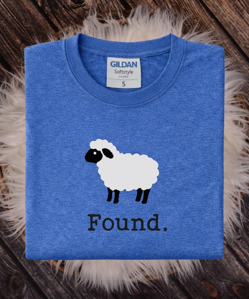 Found Sheep Faith Tee, Minimalist Farm Animal shirt, Christian Psalm 23 Lamb, Unisex T-Shirt image 7