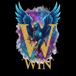 Diseño de camiseta con la inicial W de Griffin, brillo dorado cósmico (PNG digital)