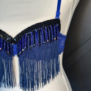 32 A Blue and Black Burlesque Bra