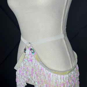 Falda de lentejuelas con cinturón, ropa rave, atuendo para festival