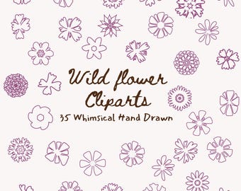 Whimsical Wildflower Clipart Bundle – 35 Hand-Drawn Floral SVG & PNG (Digital Download)