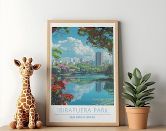Ibirapuera Park Sao Paulo Brasilien Reiseplakat - Minimalistische urbane Oase Wandkunst, Digitaldruck