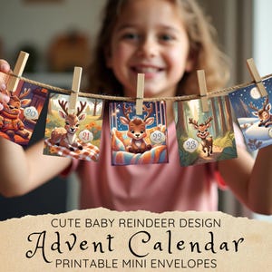 Kids or Adults Printable Advent Calendar Kit, Personalized Christmas Gift DIY Mini Envelopes, Countdown to Xmas Holiday Craft Garland (PDF)