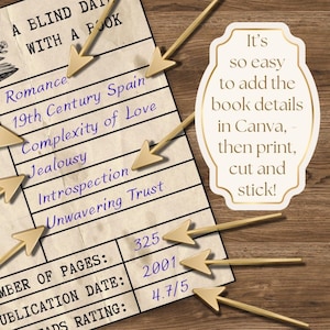 easy to customise Canva template for DIY Blind Date with a Book printable gift label or tag