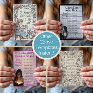 many different canva templates available instore at Heartfelt Digital Designs for printable DIY blind date with a book, coloring book and craft kit, for adults, children, boys, girls, women and men and teens