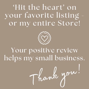 Thank you for leaving a review and favouriting this Etsy listing.
