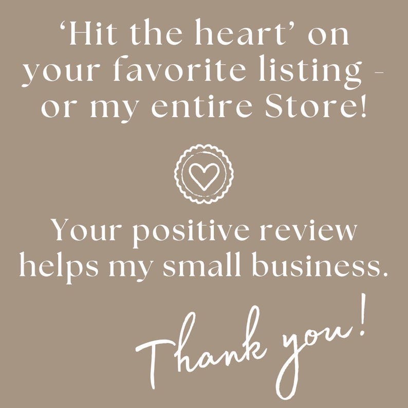Thank you for leaving a review and favouriting this Etsy listing.