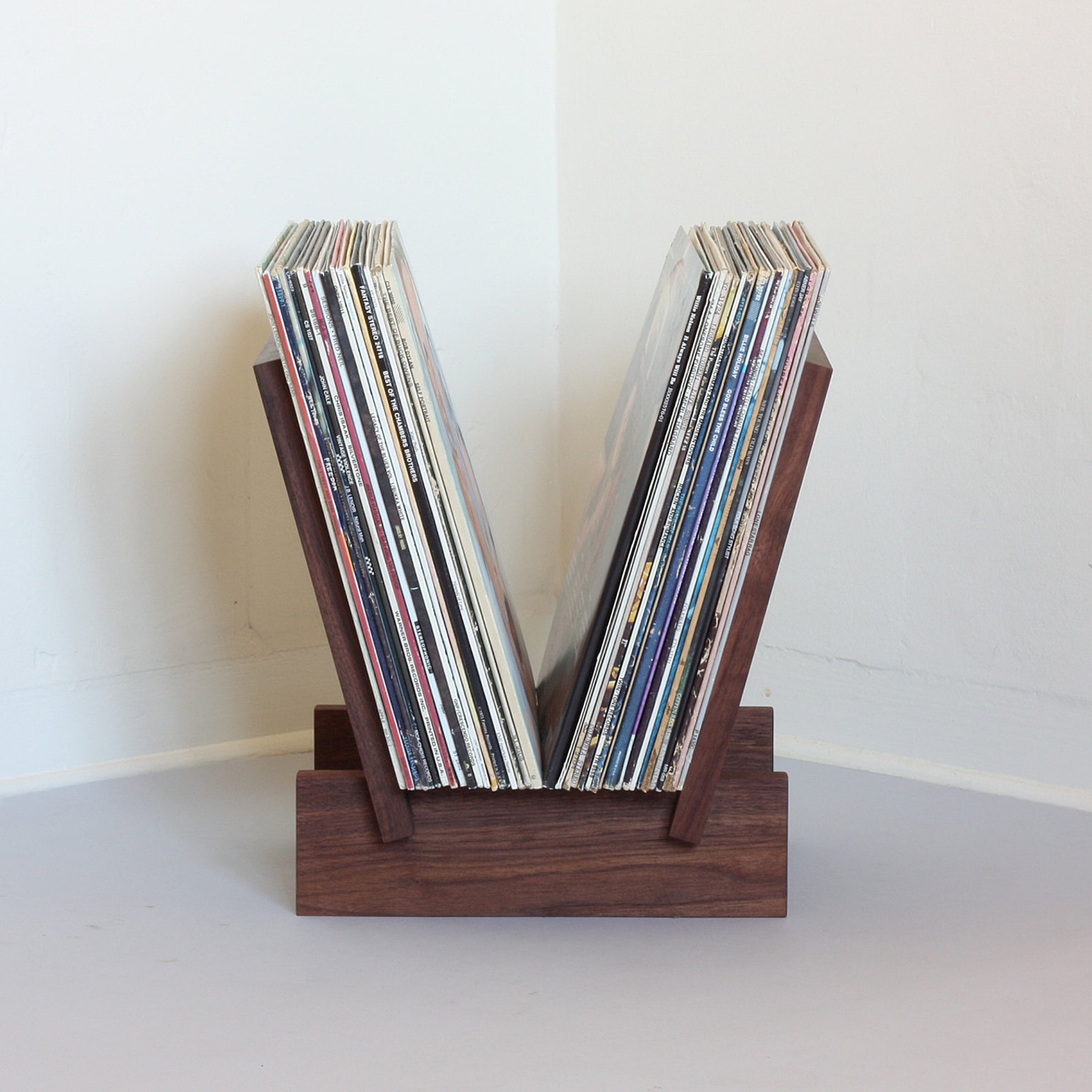 LP Record Stand in Solid Walnut Etsy