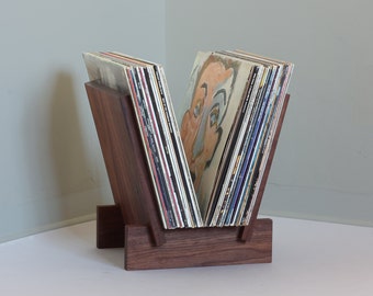LP Record Stand in Solid Walnut