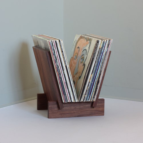 LP Record Stand in Solid Walnut