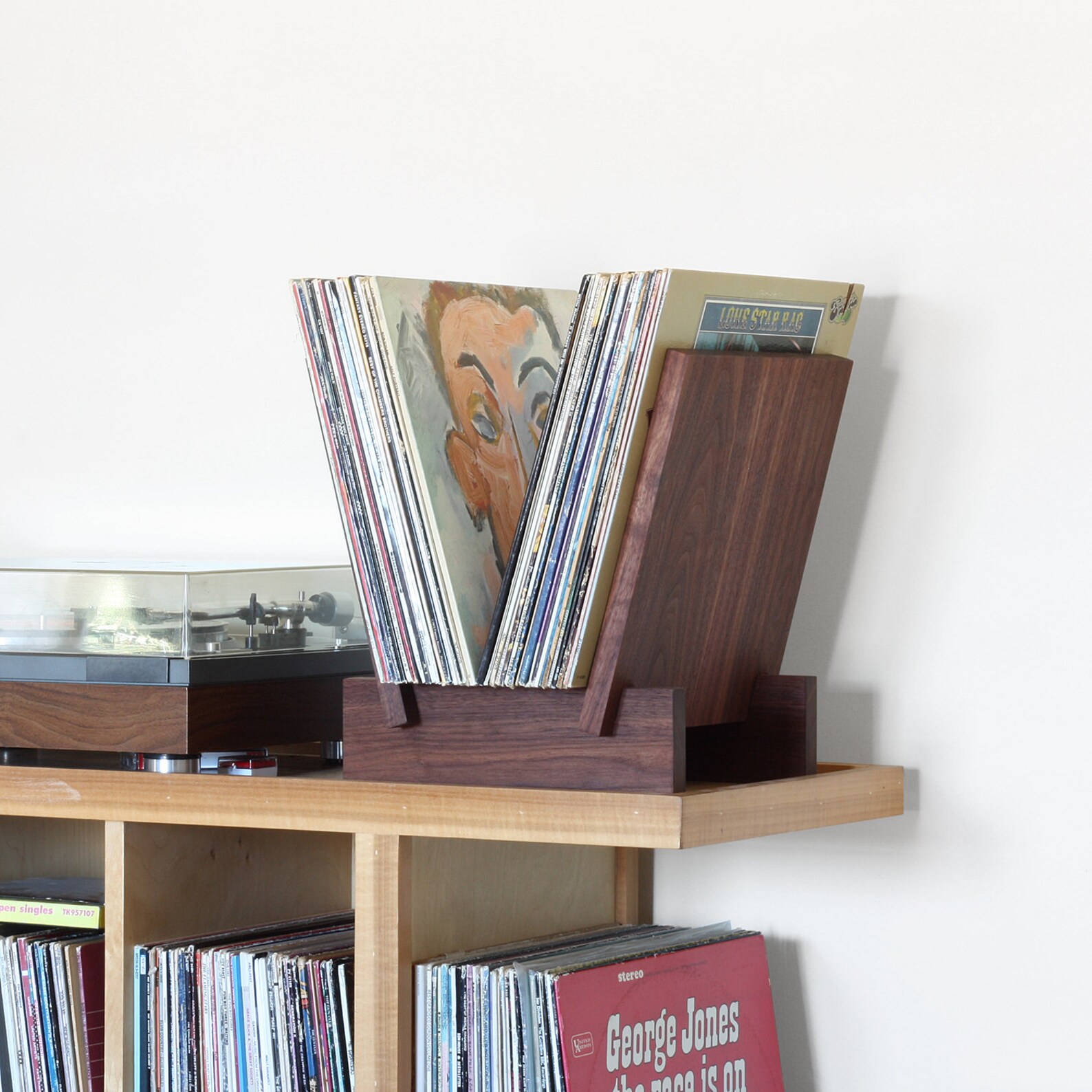 LP Record Stand in Solid Walnut Etsy