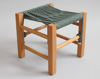 Small Wood and Rope Childrens Stool