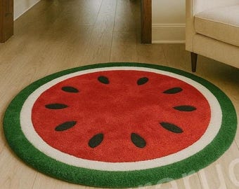Hand-Tufted Wool Rug – Watermelon Design, Playful Nursery Rug