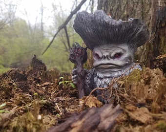 Handmade Mushroom Shaman Figurine, Polyurethane Resin Desk Piece