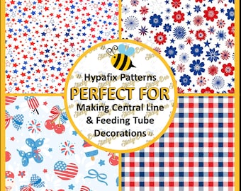 Tubie Tape 4x10" | Patriotic Vol 1 | Central Line Dressing | NG Tube | Picc Line | Feeding Tube | Medical Tape | Breathing Tube | Chemo Port