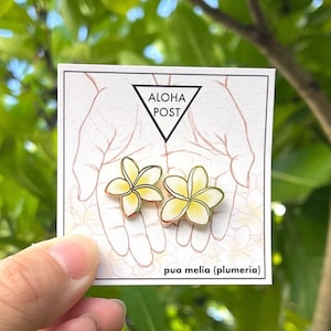 Pua Pair - PLUMERIA (pua melia) - Hard Enamel Pin Pair - 2 Lapel Pins