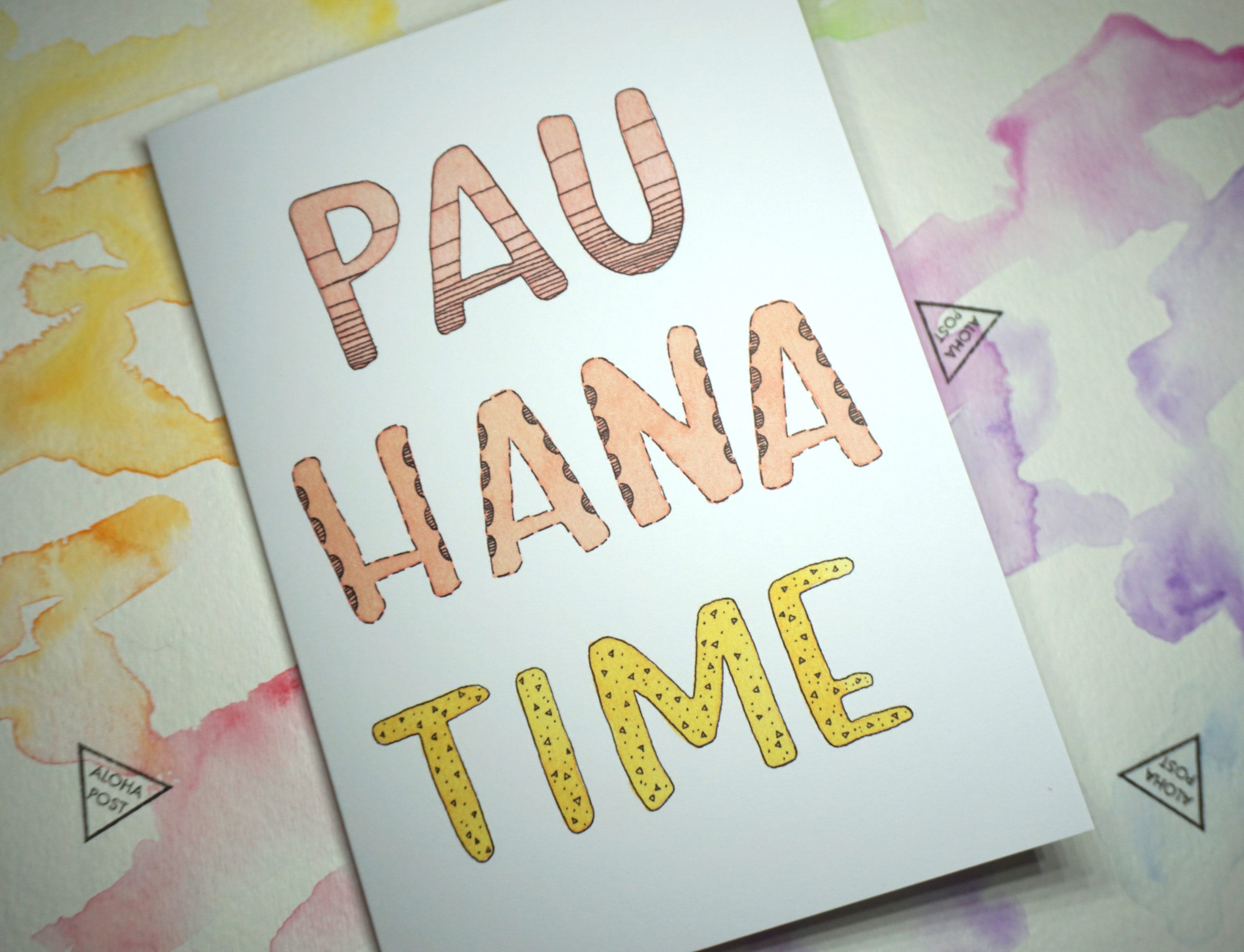 Pau Hana Time Lettering Card Hawaiian Greeting Card - Etsy UK