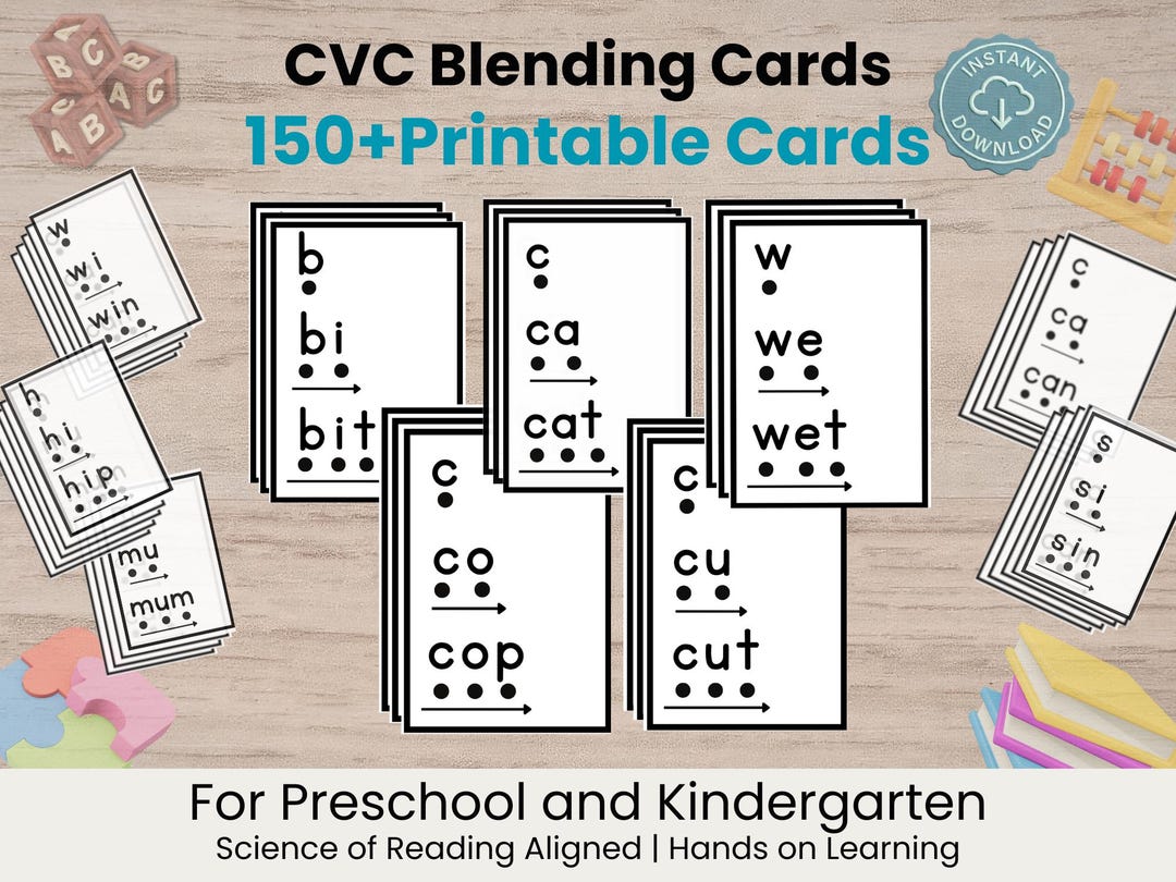 CVC Successive Blending Cards – Science of Reading Phonics Flashcards ...