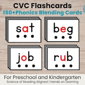 CVC Word Families Flashcards |Short Vowels |Science of Reading |Phonics Blending Cards |Preschool & kindergarten Literacy (Digital Download)