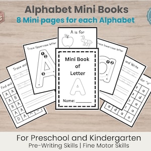 Alphabet Mini Books Bundle, A-Z Printable Books, Preschool and kindergarten Phonics worksheets (Instant Download)