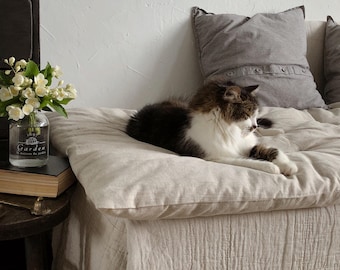 100% Organic Linen Quilted Sofa Throw – Pet, Child Friendly Furniture Cover