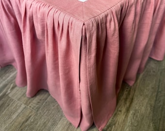 Softened Linen Ruffle Bed Skirt: Natural, Eco-Friendly, All size, Custom