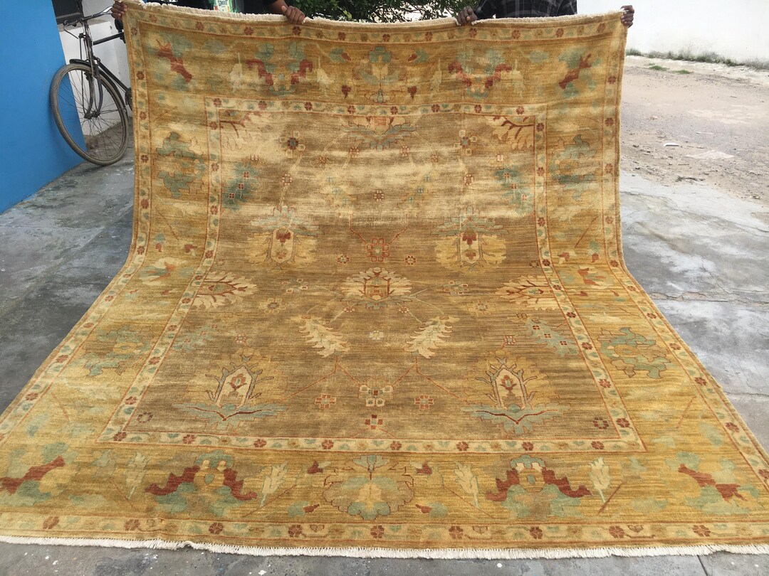 Antique Style Brown Gold Rug (8x10) | Hand Knotted Wool Traditional ...