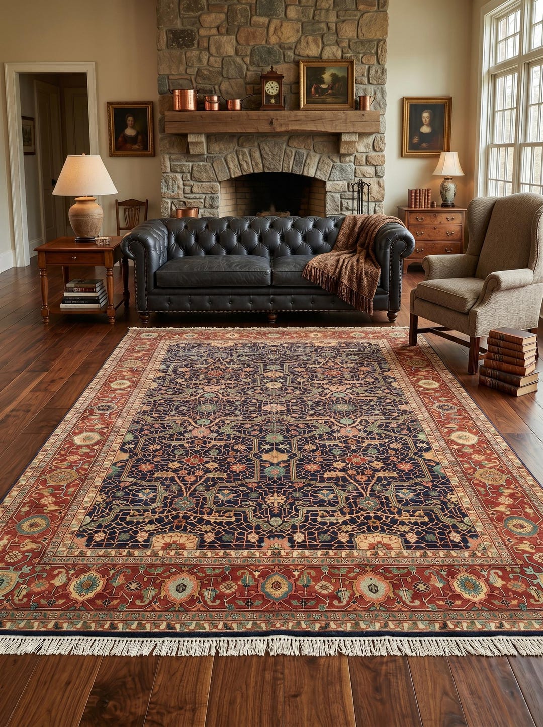 10x14 Navy Rust Rug | Luxury Traditional Persian Design Fine Weave - Etsy