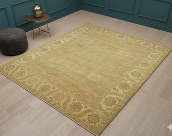 8x10 Handmade Pastel Oushak Wool Rug