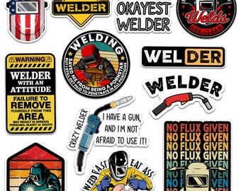 12 PCS Welder Stickers Pack, Welder Life Sticker, Metal Work, Welders Pride Sticker, Welding Quotes Stickers, Blue-Collar Profession Sticker