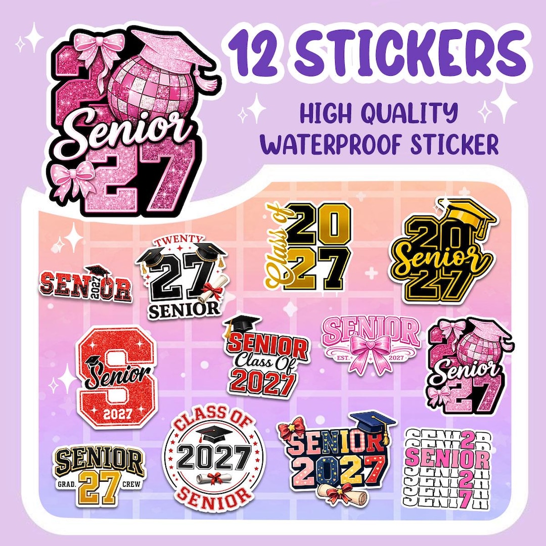 12pcs Senior 2027 Stickers Pack, Class of 2027 Stickers, High School ...