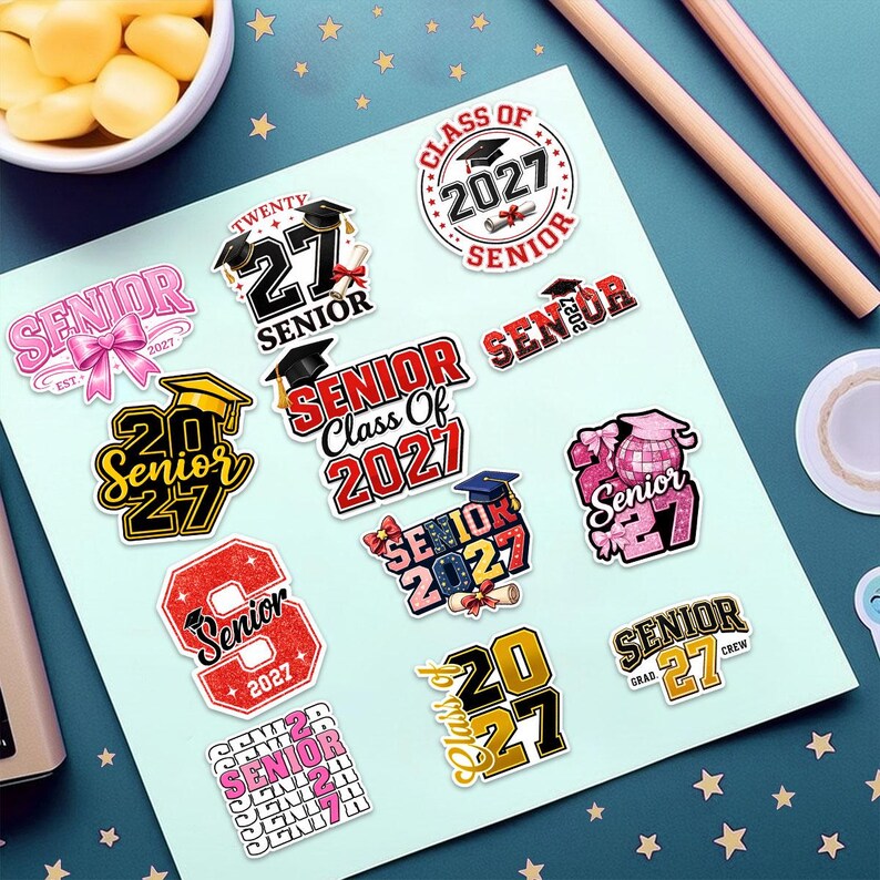 12pcs Senior 2027 Stickers Pack, Class of 2027 Stickers, High School ...