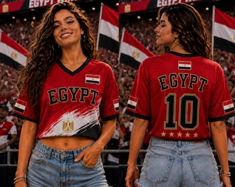Custom Egypt Soccer Crop Top Jersey Personalized Egypt Jersey Crop Tee Game Day Shirt Football Fan Gift Womens Egypt Soccer 2026