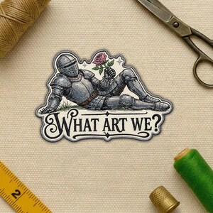 What Art We Patch, Flirty Knight Iron On Patch, Medieval Romance Embroidered Patch for Jacket Backpack Vest