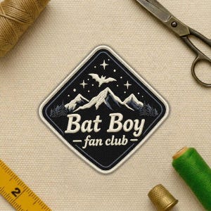 Bat Boy Fan Club Patch, Gothic Bat Iron On Patch, Book Club Dark Aesthetic Embroidered Patch for Jacket Backpack Vest