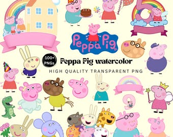 100+ Peppa PNG Bundle | Cute Pink Cartoon Characters Clipart Pig | Kids Birthday pig Shirt Design | peppa Sublimation & Cricut