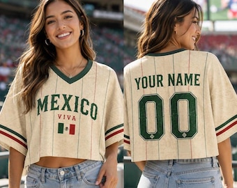 Personalized Mexico Soccer Crop Top Jersey, Custom Mexico Soccer Jersey Crop Tee, Festival Shirt, Football Fan, Custom Mexico Jersey Shirt