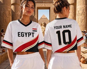 Custom Egypt Soccer Crop Top Jersey, Personalized Egypt Soccer Jersey Crop Tee, Festival Shirt, Football Fan, Custom Egypt Jersey Shirt