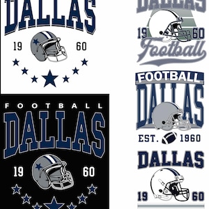 bundle 5 file Dallas Football Vintage Style PNG, Retro Cowboys Football PNG, Game Day Printable, Dallas Digital Download