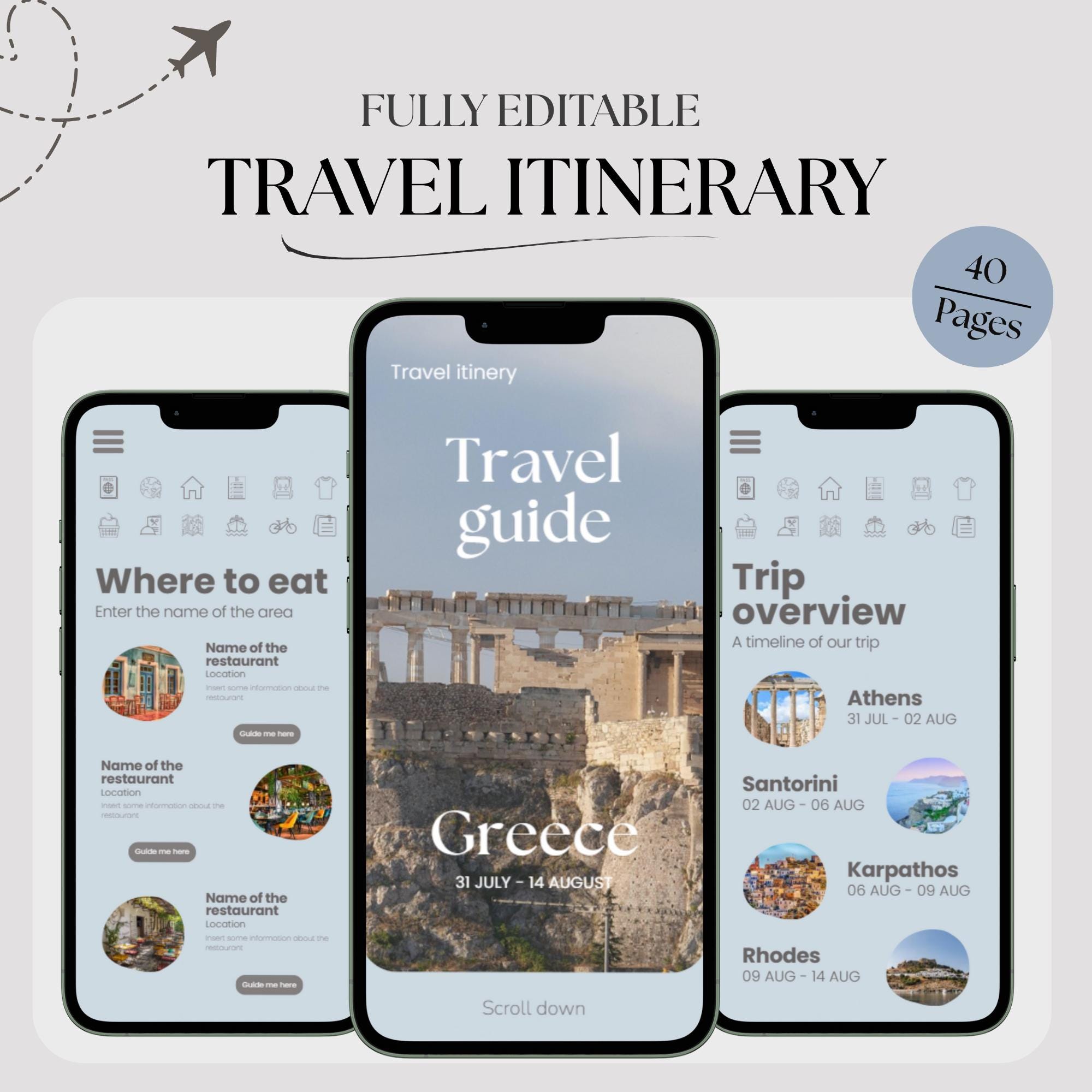 Canva Travel Itinerary Template: Customizable Trip Planner (digital ...